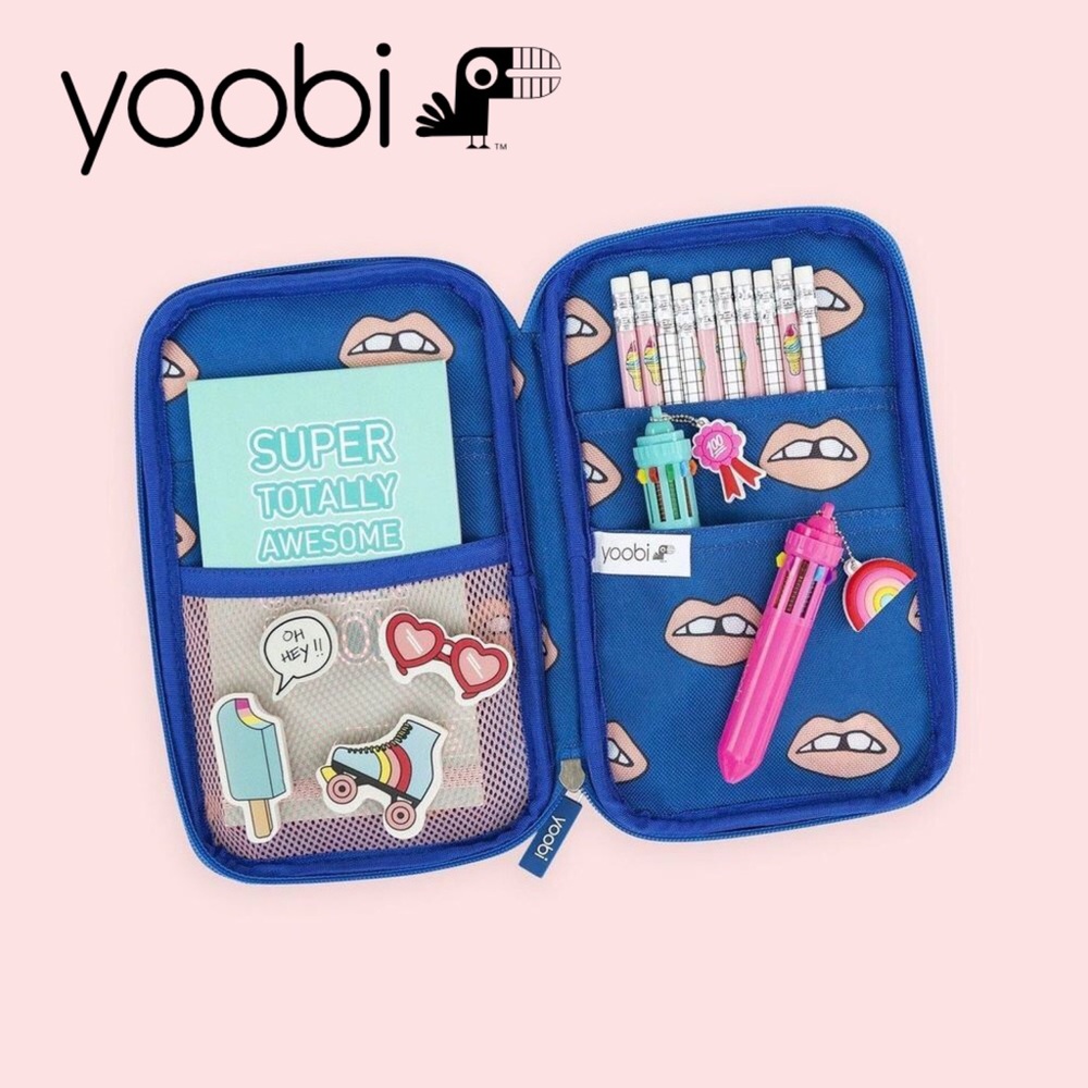 Yoobi Pencil Organizer- Navy Peach Lips